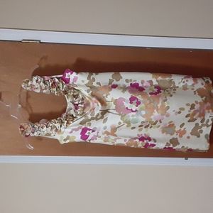 Floral ruffle neck dress